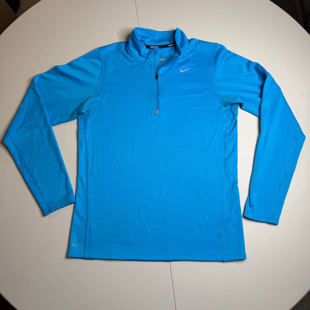 Nike Running Dri-FIT Mens Small Blue Quarter Zip Pullover Long Sleeve Shirt